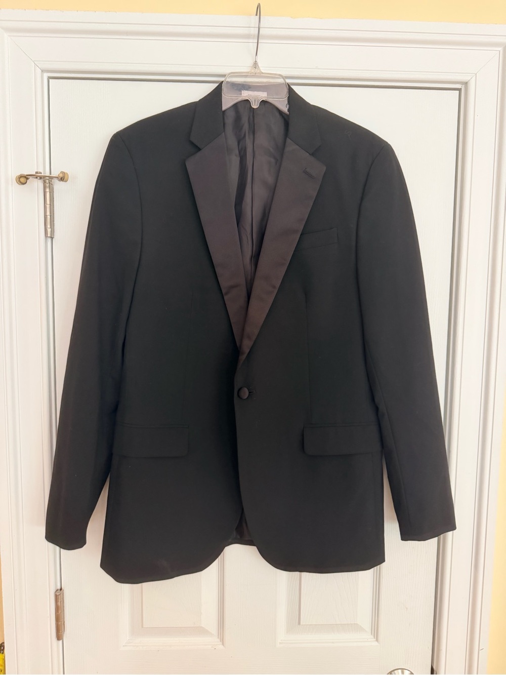 Mens Size 42L "jf j.ferrar" Black Satin-Lapel Tuxedo Jacket TUX GUC